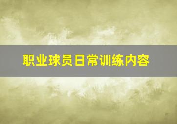 职业球员日常训练内容