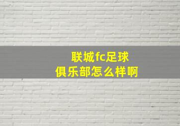 联城fc足球俱乐部怎么样啊