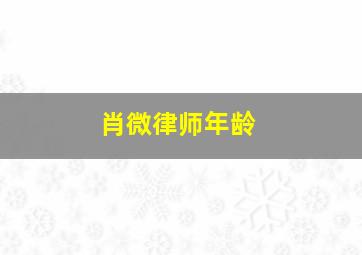 肖微律师年龄