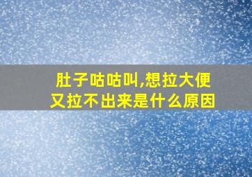 肚子咕咕叫,想拉大便又拉不出来是什么原因