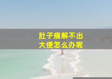 肚子痛解不出大便怎么办呢