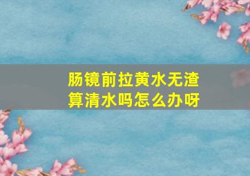 肠镜前拉黄水无渣算清水吗怎么办呀