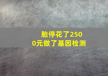 胎停花了2500元做了基因检测