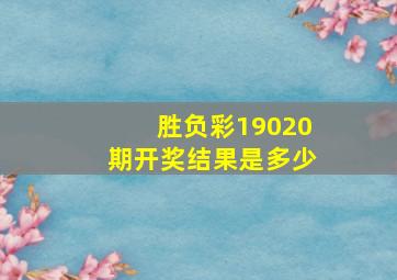 胜负彩19020期开奖结果是多少