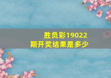 胜负彩19022期开奖结果是多少