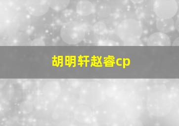 胡明轩赵睿cp