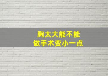 胸太大能不能做手术变小一点