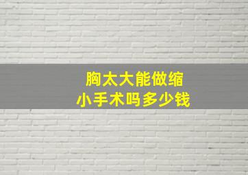 胸太大能做缩小手术吗多少钱