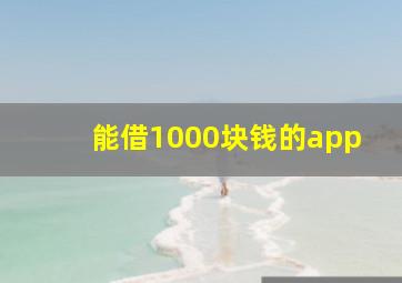 能借1000块钱的app