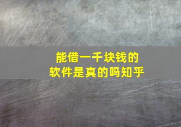 能借一千块钱的软件是真的吗知乎