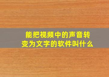 能把视频中的声音转变为文字的软件叫什么