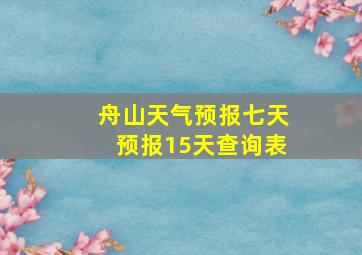 舟山天气预报七天预报15天查询表