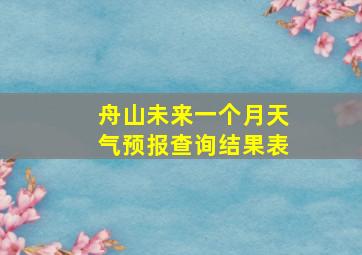 舟山未来一个月天气预报查询结果表