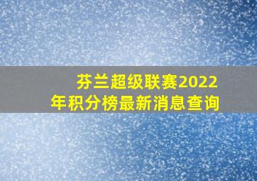 芬兰超级联赛2022年积分榜最新消息查询