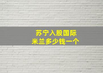 苏宁入股国际米兰多少钱一个