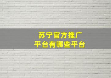 苏宁官方推广平台有哪些平台