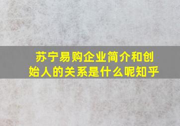 苏宁易购企业简介和创始人的关系是什么呢知乎