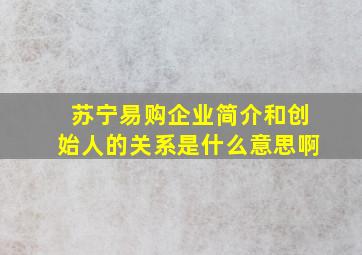 苏宁易购企业简介和创始人的关系是什么意思啊