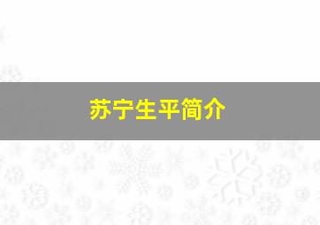 苏宁生平简介