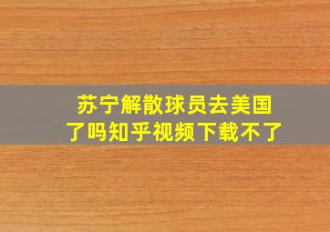 苏宁解散球员去美国了吗知乎视频下载不了