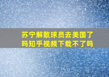 苏宁解散球员去美国了吗知乎视频下载不了吗