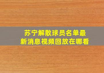 苏宁解散球员名单最新消息视频回放在哪看