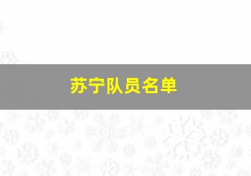 苏宁队员名单