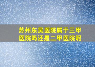 苏州东吴医院属于三甲医院吗还是二甲医院呢