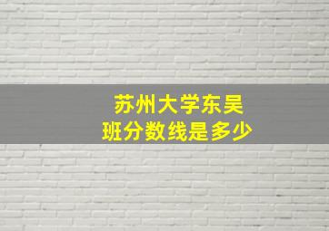 苏州大学东吴班分数线是多少