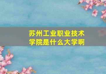 苏州工业职业技术学院是什么大学啊