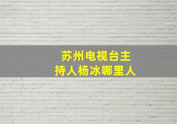 苏州电视台主持人杨冰哪里人