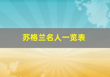 苏格兰名人一览表