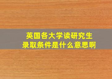 英国各大学读研究生录取条件是什么意思啊