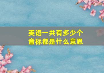 英语一共有多少个音标都是什么意思