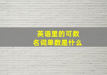 英语里的可数名词单数是什么