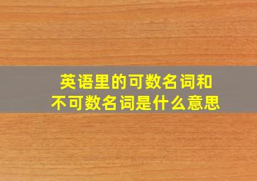 英语里的可数名词和不可数名词是什么意思