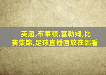 英超,布莱顿,富勒姆,比赛集锦,足球直播回放在哪看