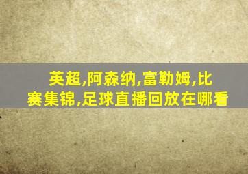 英超,阿森纳,富勒姆,比赛集锦,足球直播回放在哪看