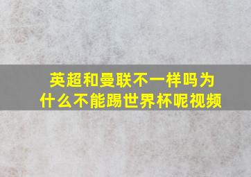 英超和曼联不一样吗为什么不能踢世界杯呢视频