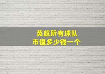 英超所有球队市值多少钱一个