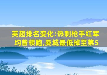 英超排名变化:热刺枪手红军均曾领跑,曼城最低掉至第5