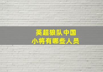 英超狼队中国小将有哪些人员