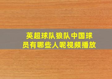 英超球队狼队中国球员有哪些人呢视频播放