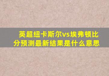 英超纽卡斯尔vs埃弗顿比分预测最新结果是什么意思