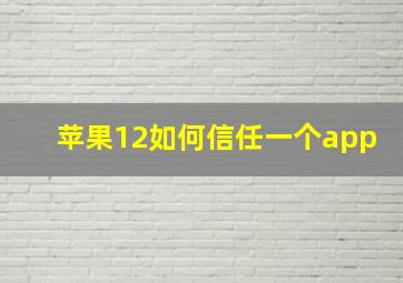 苹果12如何信任一个app