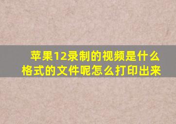 苹果12录制的视频是什么格式的文件呢怎么打印出来