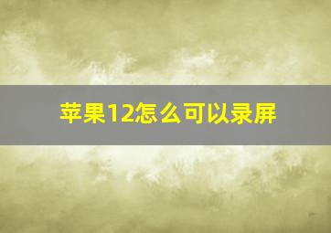 苹果12怎么可以录屏