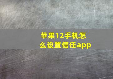 苹果12手机怎么设置信任app