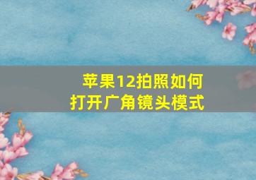 苹果12拍照如何打开广角镜头模式