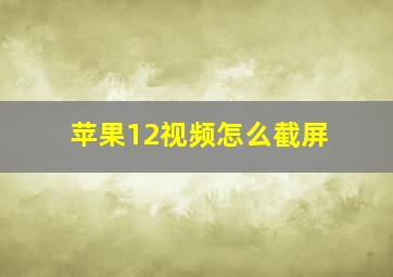 苹果12视频怎么截屏